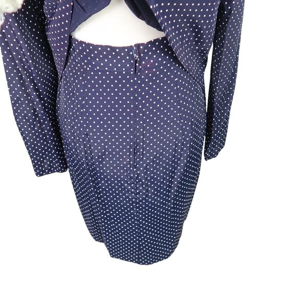 Vintage 80s Rampage navy blue and white polka dot skirt blazer suit set 7 - Picture 6 of 11